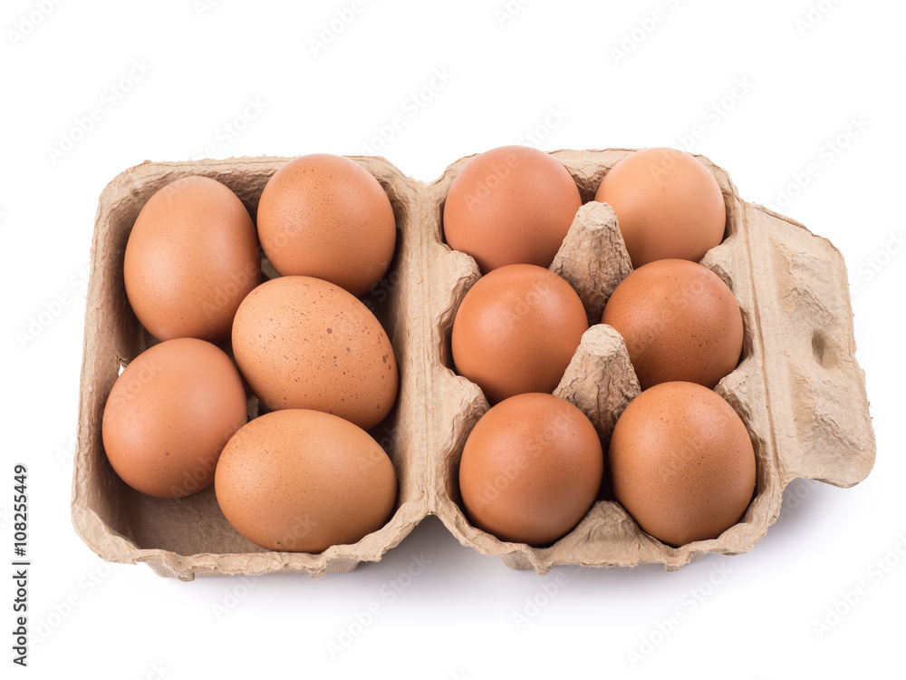 brown eggs on paper tray isolated brown eggs on paper tray isolated