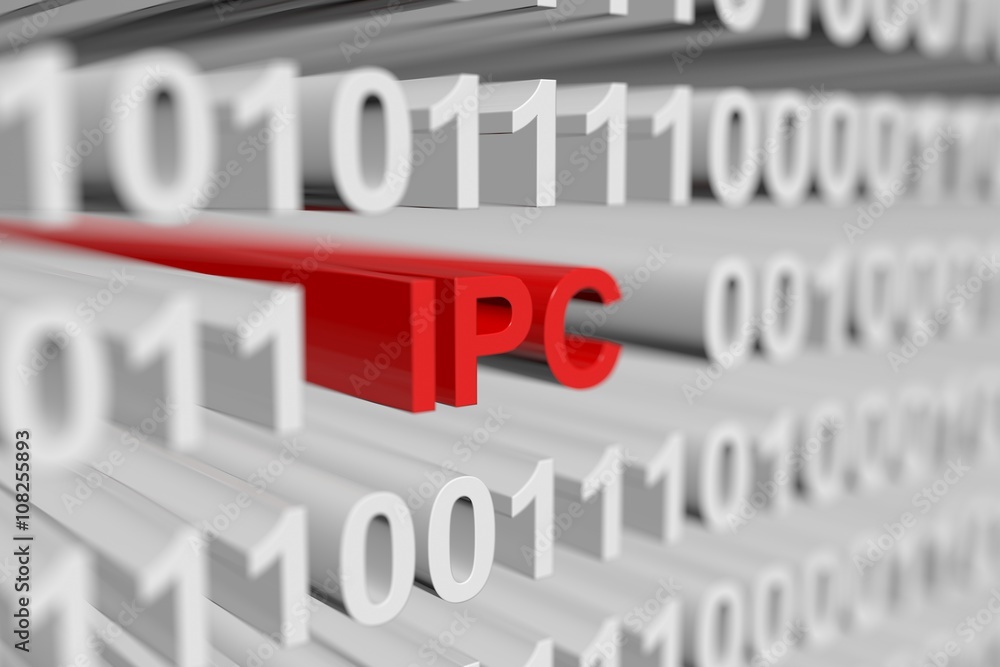 IPC in the form of a binary code with blurred background 3D illustration