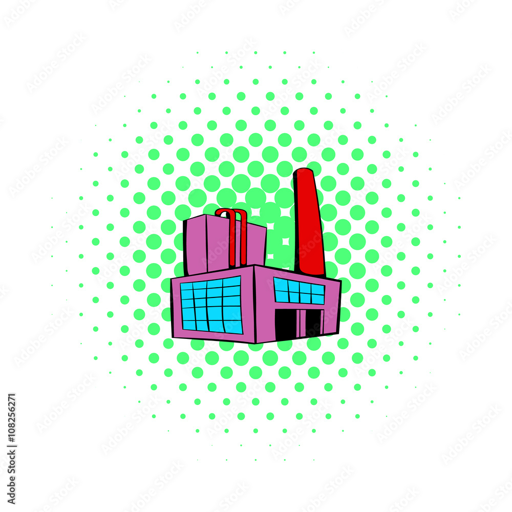Obraz premium Factory building icon, comics style 