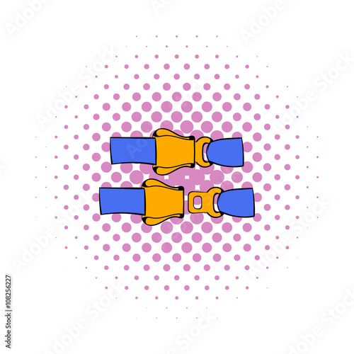 Aviation seat belt icon, comics style