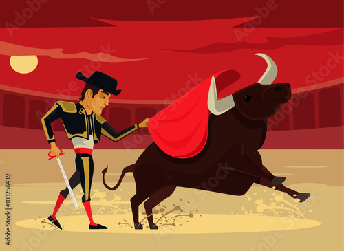 Spain corrida. Vector flat cartoon illustration