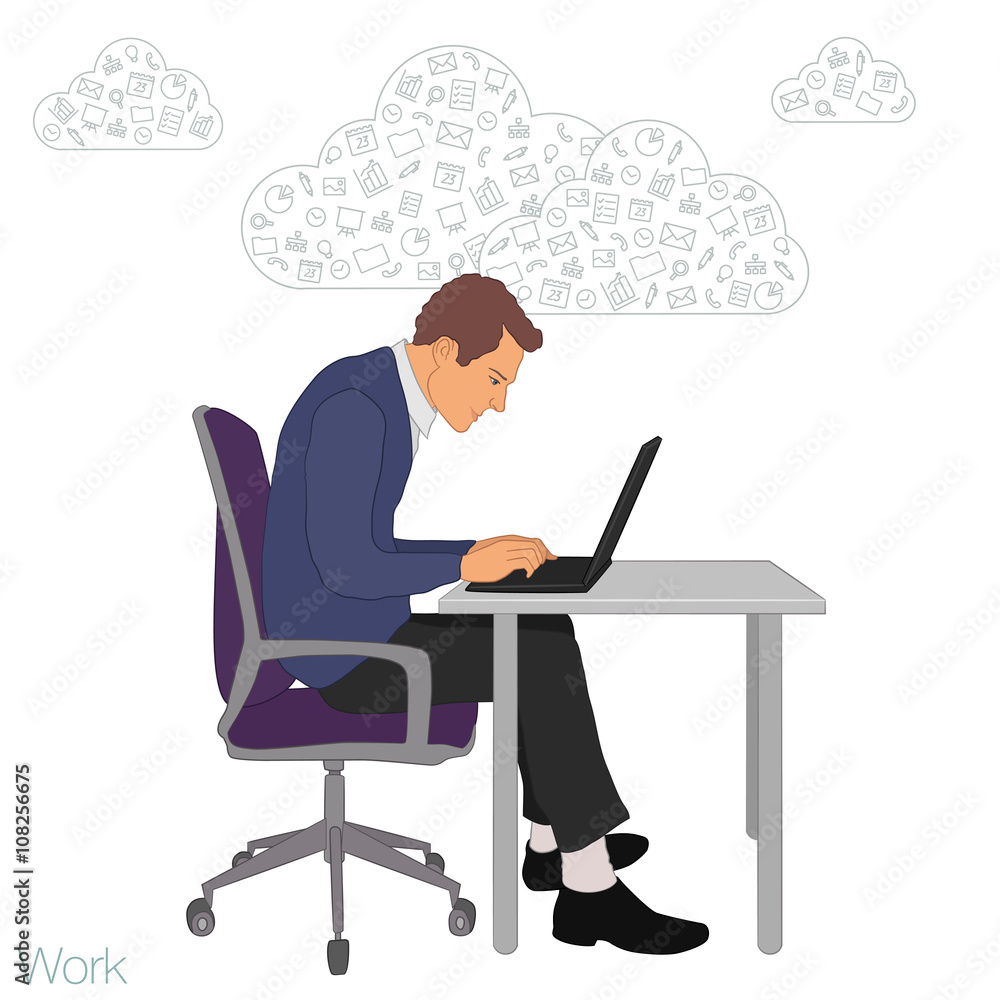 Office working businessman typing on a laptop Office working businessman typing on a laptop