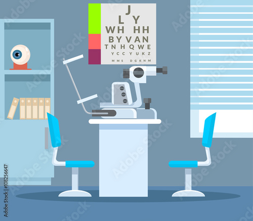 Ophthalmologist office. Vector flat illustration