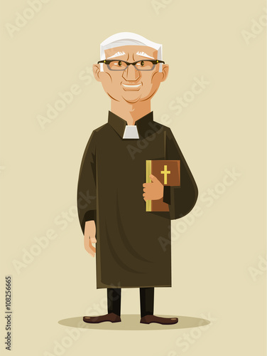 Catholic priest. Vector flat cartoon illustration