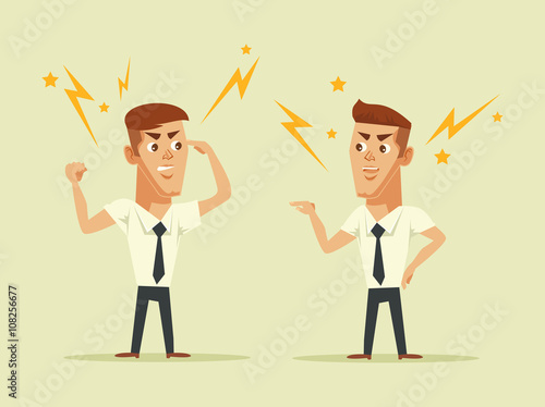 Two managers quarrel with each other. Vector flat cartoon illustration