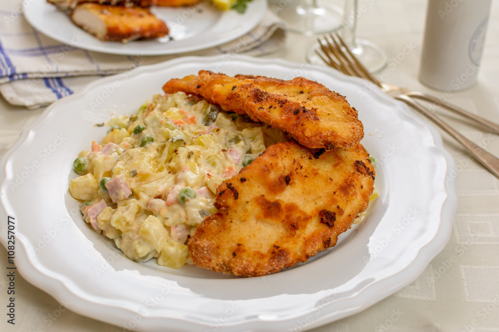 Wiener schnitzel with potato salad Wiener schnitzel with potato salad