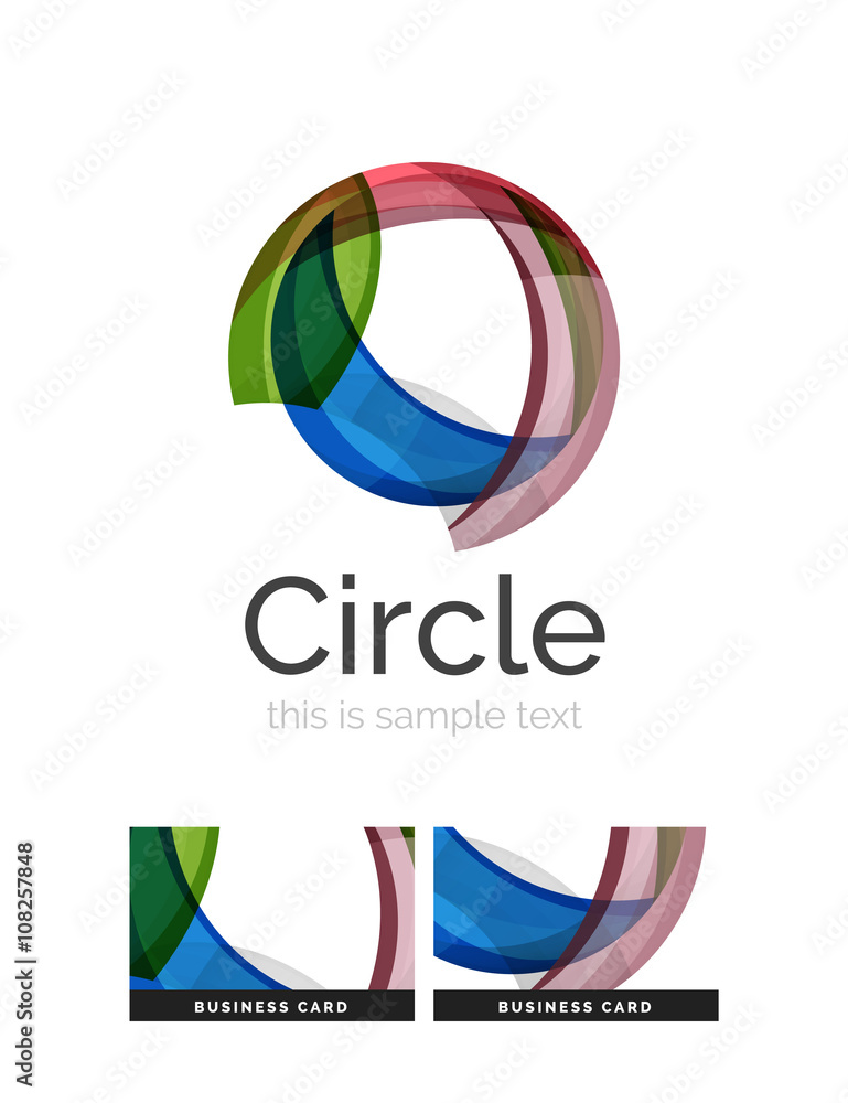 Circle logo. Transparent overlapping swirl shapes. Modern clean business icon Circle logo. Transparent overlapping swirl shapes. Modern clean business icon