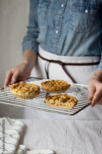 fresh baked mozzarella cheese and cherry tomatoes pie with a lattice crust