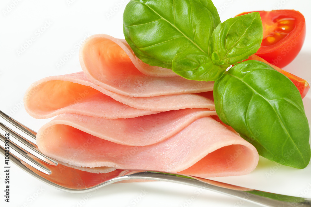 thinly sliced ham