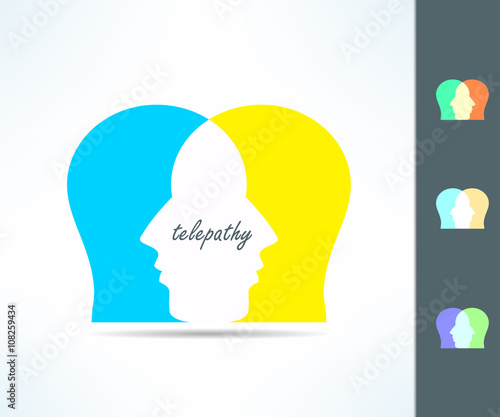 Telepathy people idea. Telepath person head icon. Telepathic brain ability concept