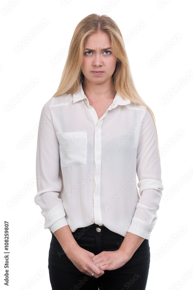 sad and depressed woman isolated on white sad and depressed woman isolated on white