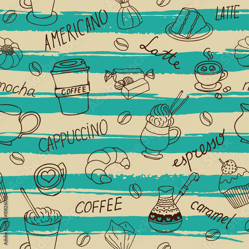 Wallpaper Mural Seamless coffee background Torontodigital.ca