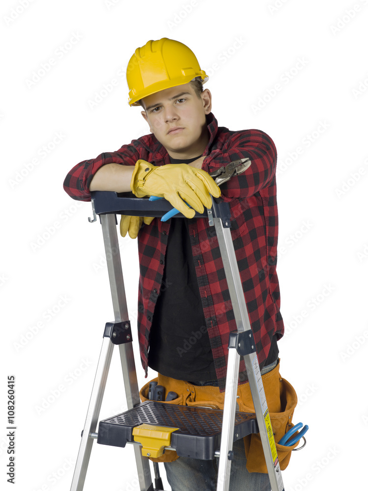 electrician on a ladder electrician on a ladder