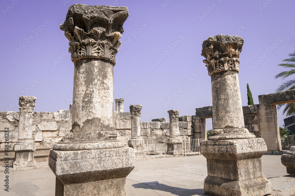Synagogue of Jesus in Capernaum (Kfar Nahum). Israel, August 2012. Synagogue of Jesus in Capernaum (Kfar Nahum). Israel, August 2012.