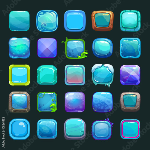 Funny cartoon blue buttons