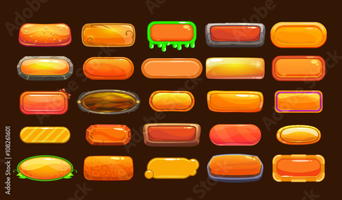 Funny cartoon orange long horizontal buttons
