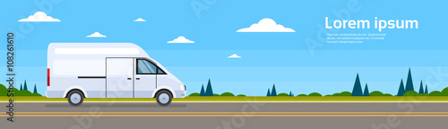 Commercial Van Car On Road Cargo Shipping Bus