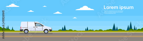 Commercial Van Car On Road Cargo Shipping Delivery