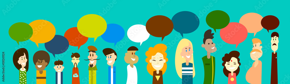 Mix Race People Group Chat Bubble Communication Social Network Mix Race People Group Chat Bubble Communication Social Network