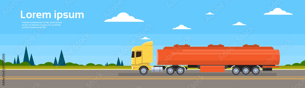 Fototapeta premium Truck Car On Road Cargo Shipping Delivery