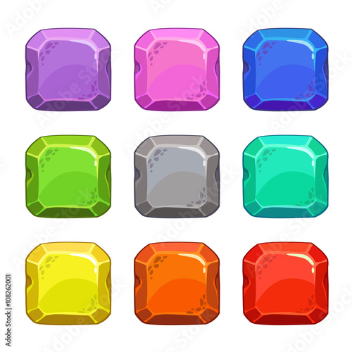 Funny cartoon colorful square vector buttons