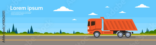 Lorry Tipper Truck Dump Car On Road Cargo Shipping Delivery