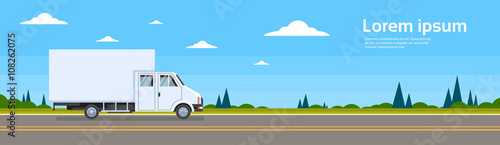 Truck Lorry Car On Road Cargo Shipping Delivery