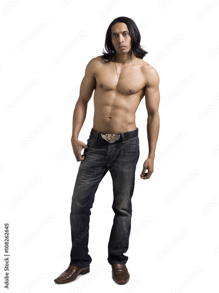 topless guy in jeans