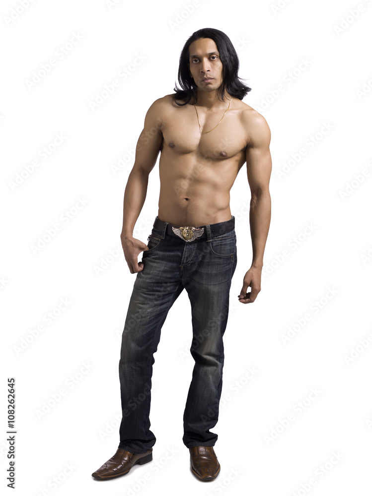 Fototapeta premium topless guy in jeans