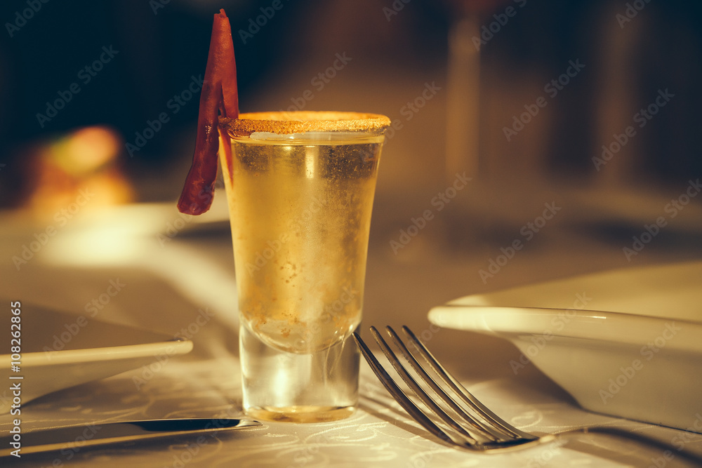 Alcoholic drink with red pepper Alcoholic drink with red pepper