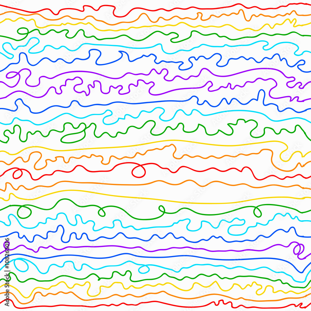 Colourful curved hand-drawn thick lines on white. Colourful curved hand-drawn thick lines on white.