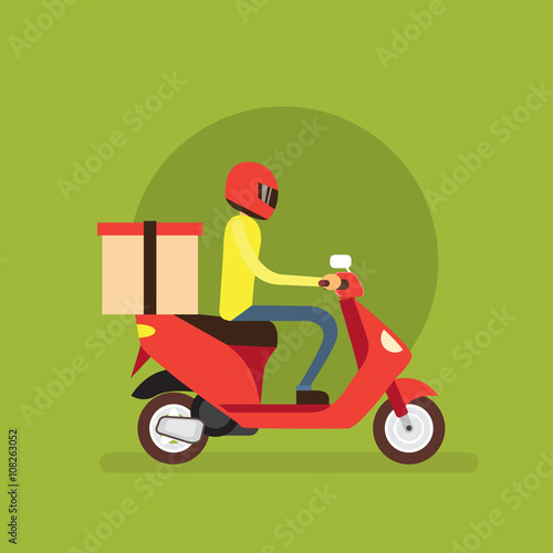 Delivery Boy Ride Scooter Motorcycle