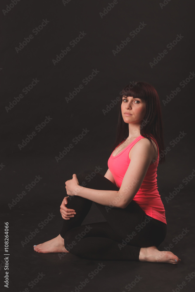 Woman doing stretching exercises Woman doing stretching exercises