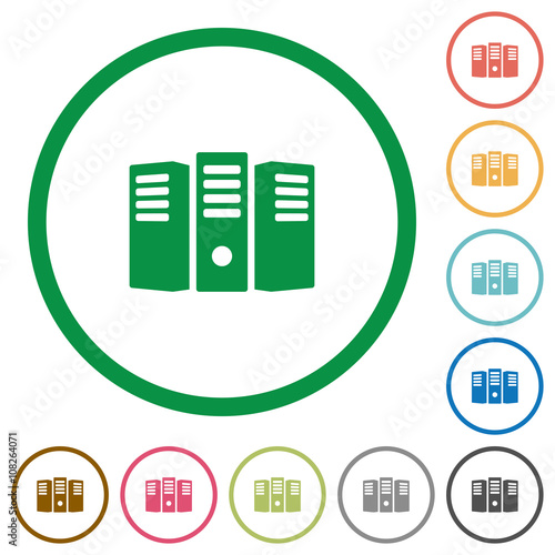 Server hosting outlined flat icons