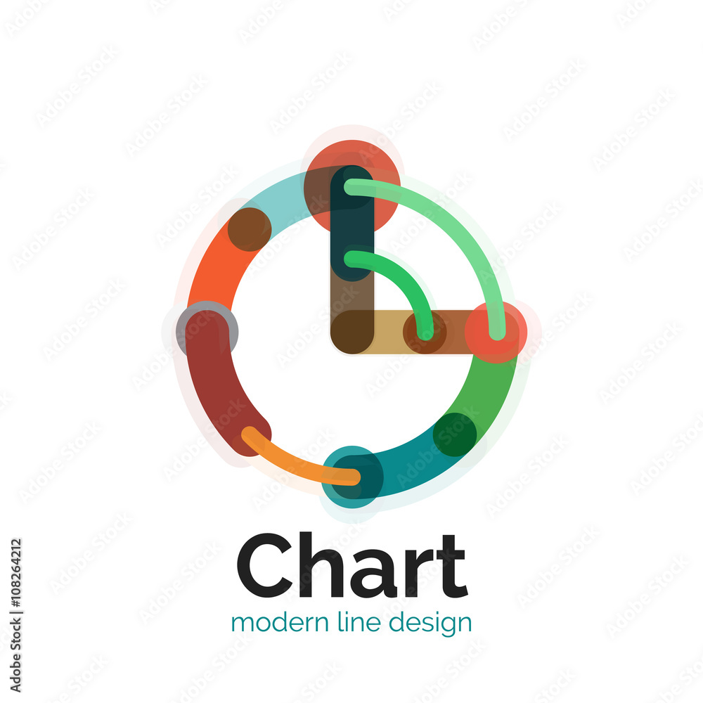 Thin line chart logo design. Graph icon modern colorful flat style