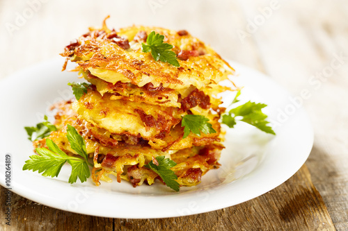 Potato pancakes with bacon