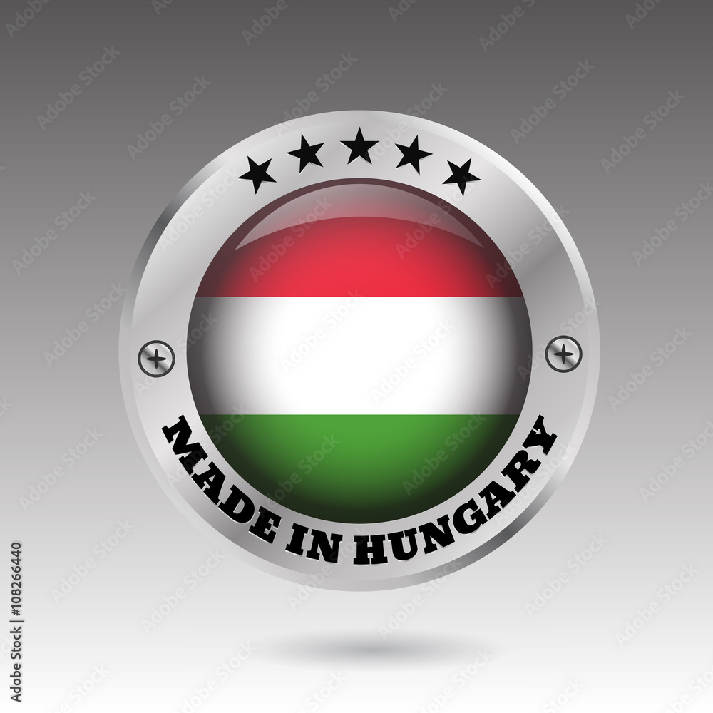 Big made in Hungary button flag symbol vector eps10 illustratio Big made in Hungary button flag symbol vector eps10 illustratio