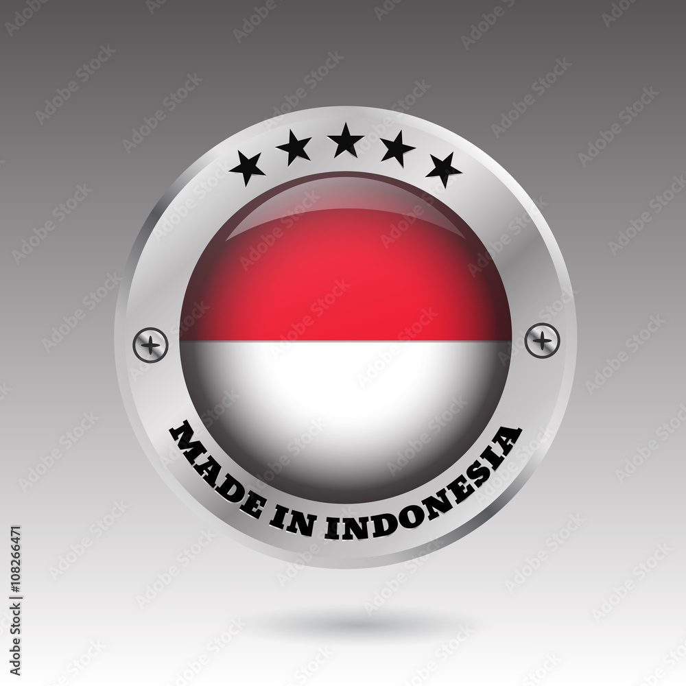 Big made in Indonesia button flag symbol vector eps10 illustrat Big made in Indonesia button flag symbol vector eps10 illustrat