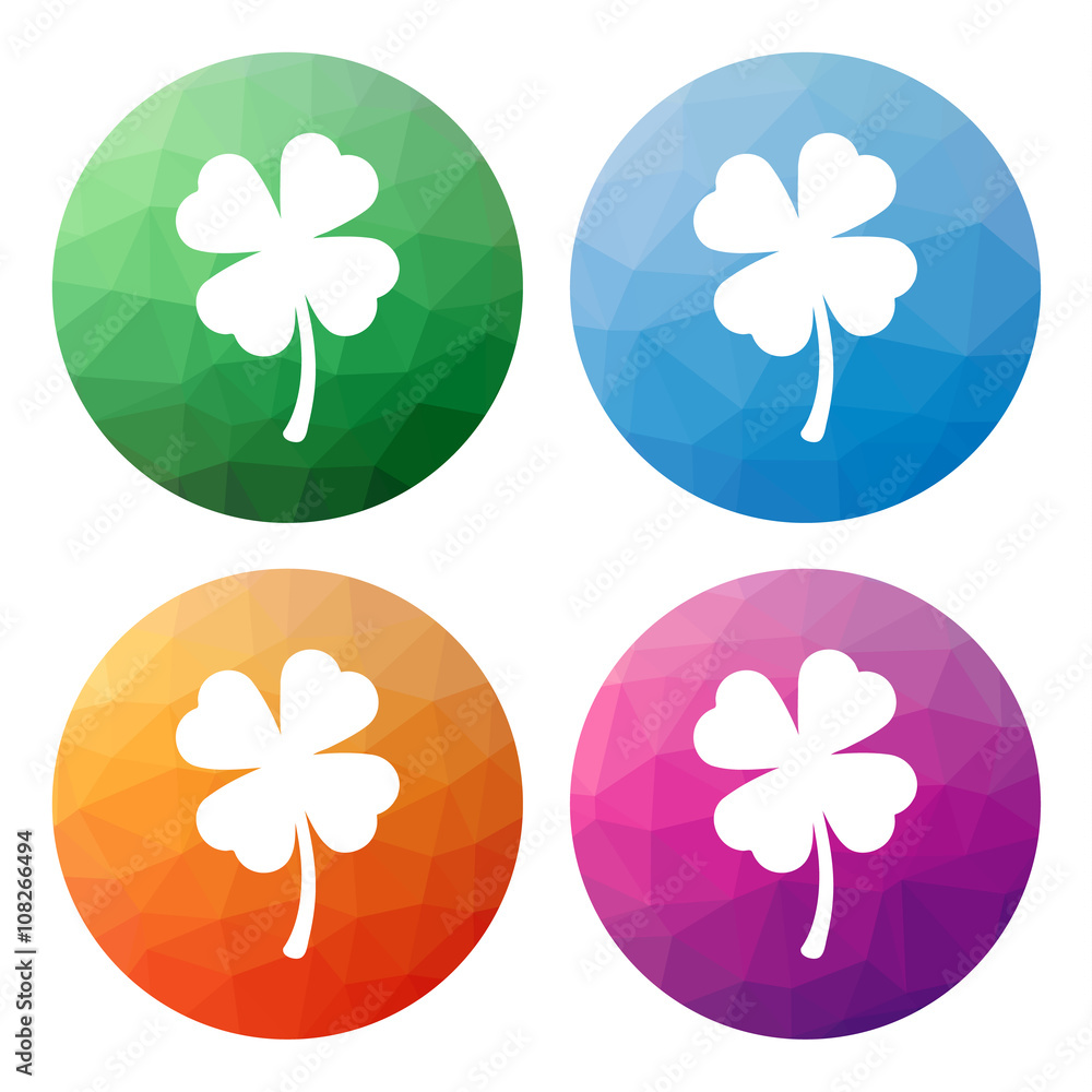 Set of 4 isolated modern low polygonal buttons - icons - for sh Set of 4 isolated modern low polygonal buttons - icons - for sh