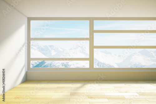 Wooden interior mountain view front