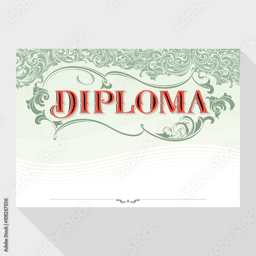 Diploma design template in baroque style © badalov