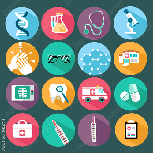 Set of flat design concept icons for medicine
