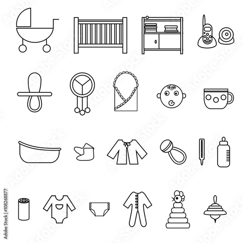 Flat baby icons collection