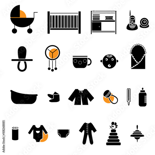 Flat baby icons collection