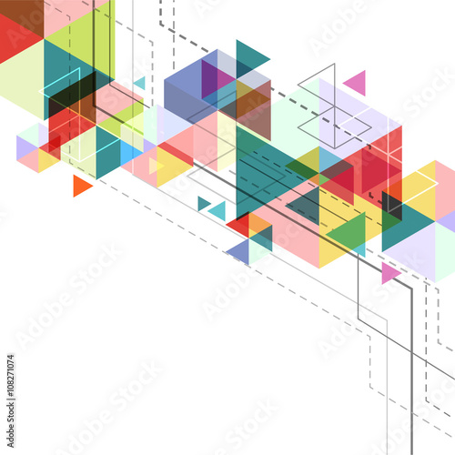 vector hexagon geometry, abstract polygon background, triangle poster design