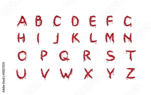 Bloody red latin alphabet. Spooky dripping blood letters, use to compound your own words, headers for posters, banners, helloween decoration.