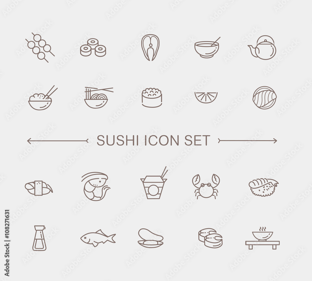 Sushi icon collection Vector