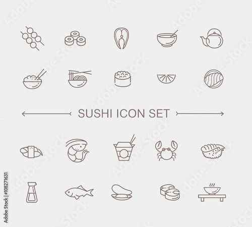 Sushi icon collection Vector
