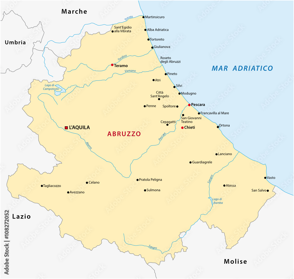 abruzzo map, italy