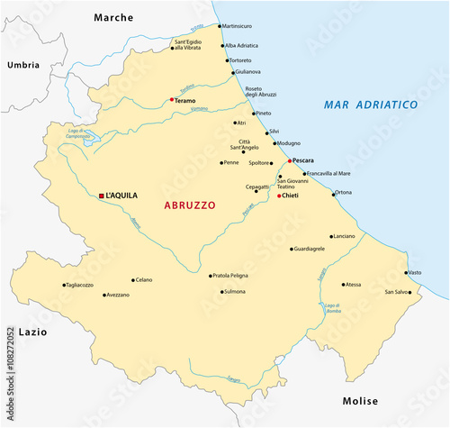 abruzzo map, italy photo